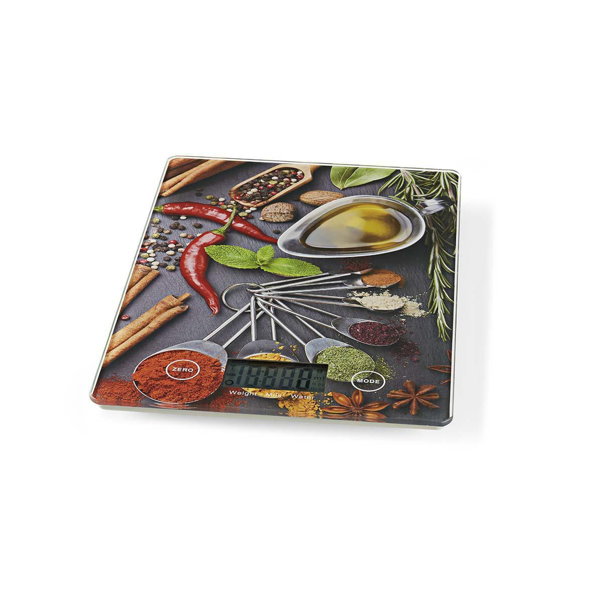 Nedis Balance de cuisine | Numérique | Verre / Plastique | Multicolore  