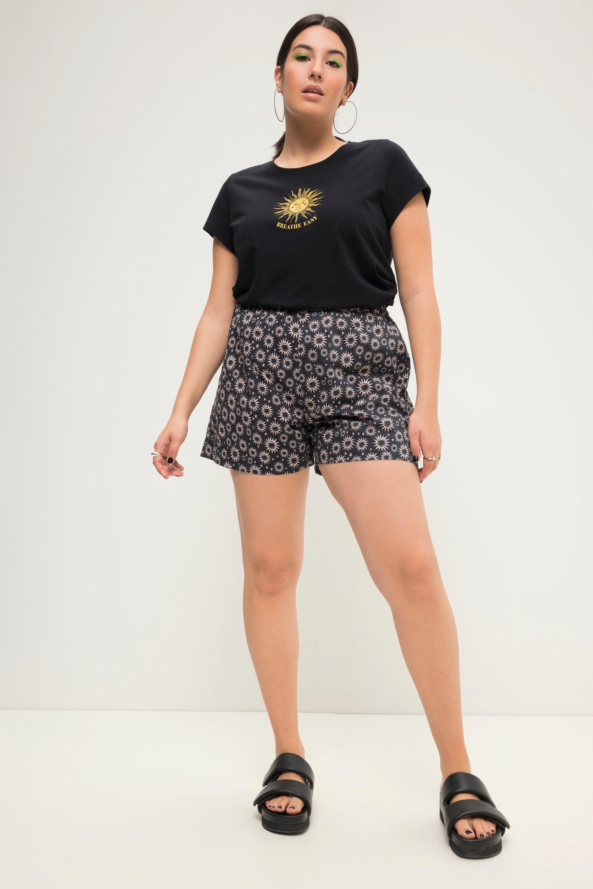 Studio Untold  Short taille haute et jambe large, taille élastique. Imprimé soleil 