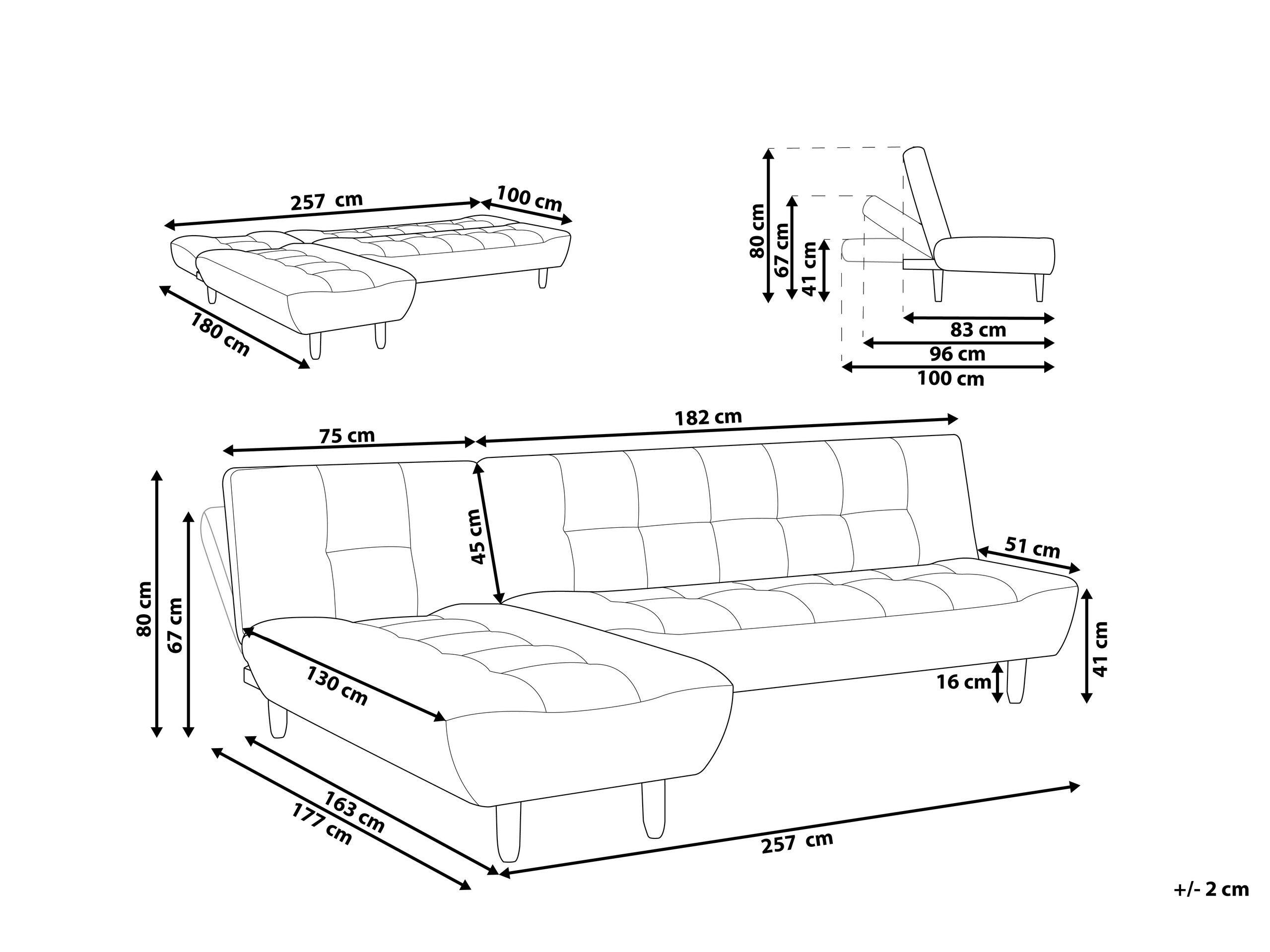 Beliani Rechtsseitiges Ecksofa aus Polyester Retro ALSTEN  