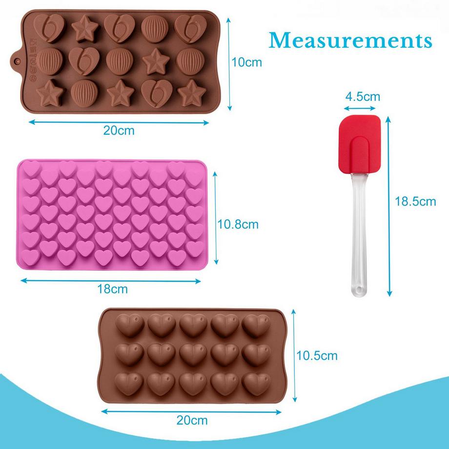 Intirilife Intirilife 10-teiliges Backformen Set mit verschiedene Silikon Pralinenformen und mit Spatel  