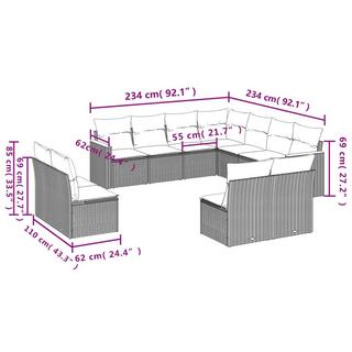 VidaXL Ensemble de canapés de jardin rotin synthétique  