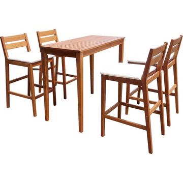 Ensemble bar de jardin Maine Eucalyptus brun (5 pièces)