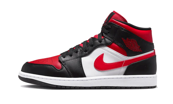Image of Air Jordan 1 Mid Alternate Bred Toe (gs) Damen Schwarz / Rot 40