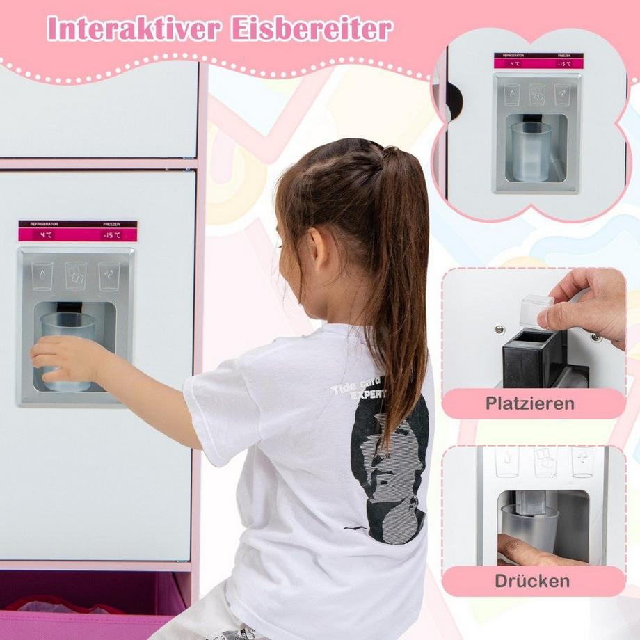 Northio  2 in 1 Kinderküche & Kaufladen mit Licht & Sound & 82 Zubehörteile & Tafel & Eismacher Spielküche 