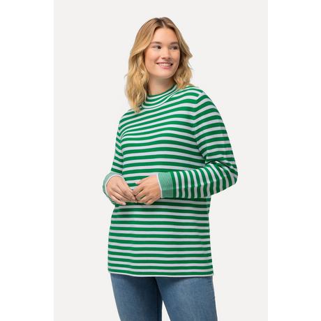 Ulla Popken  Pullover, Ringel, Rollkanten, Stehkragen, Langarm 