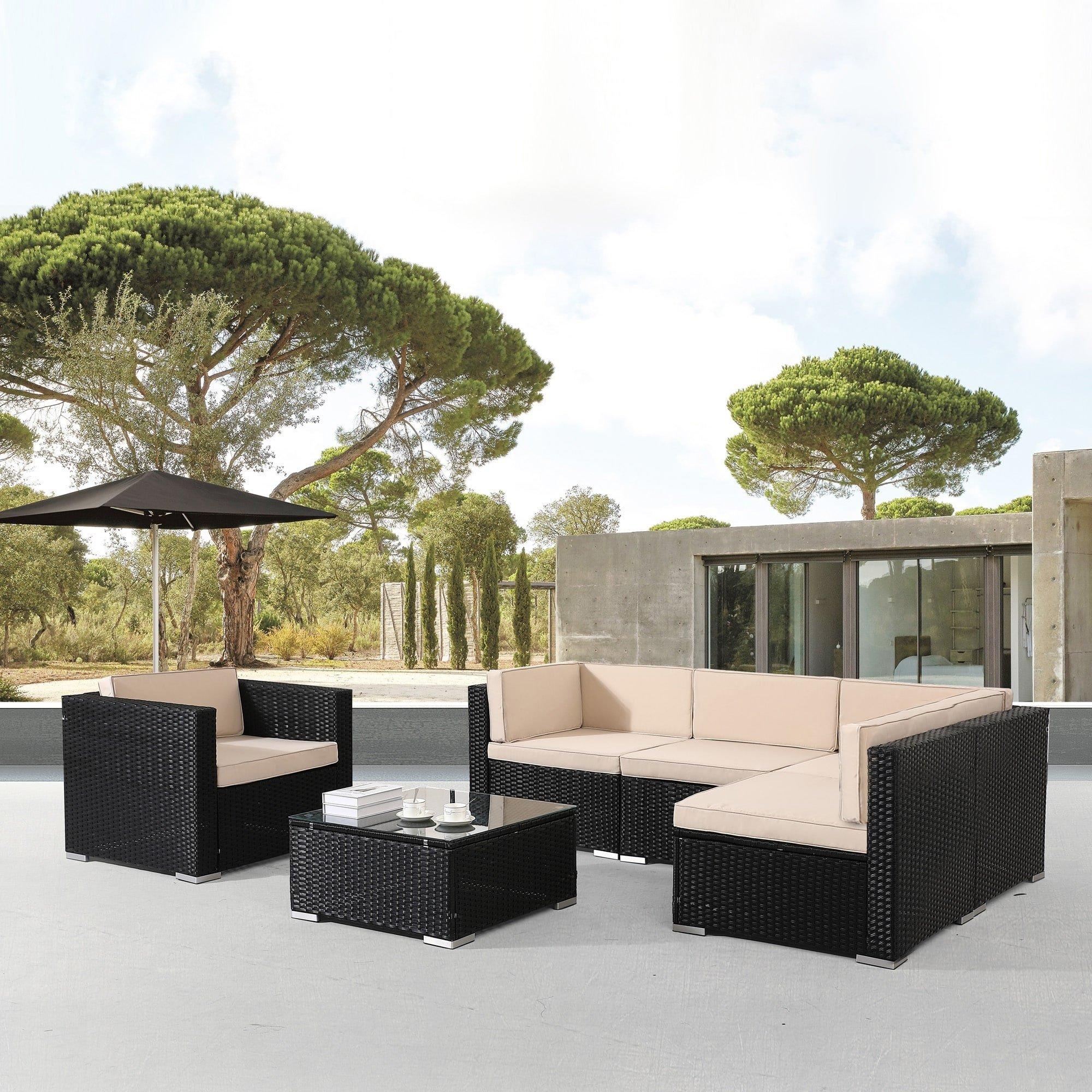 Arebos Polyrattan Mobili da giardino Set per esterni Set di mobili per patio  