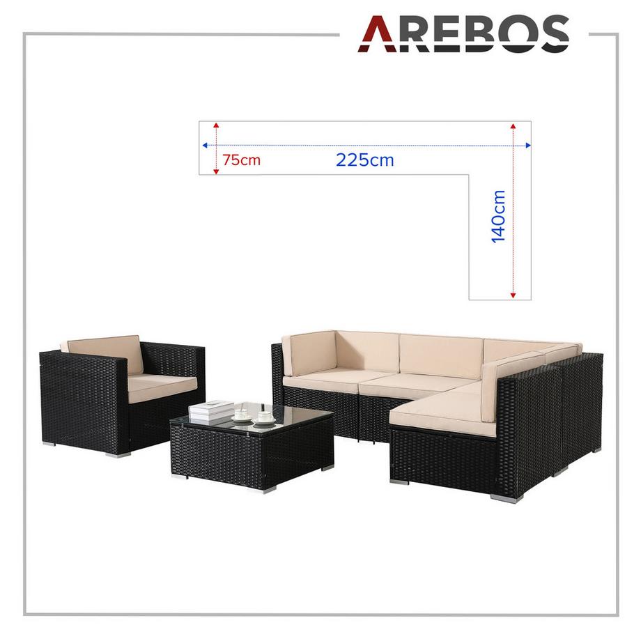 Arebos Mobilier de jardin polyrotin Ensemble d'extérieur Ensemble salon lounge  
