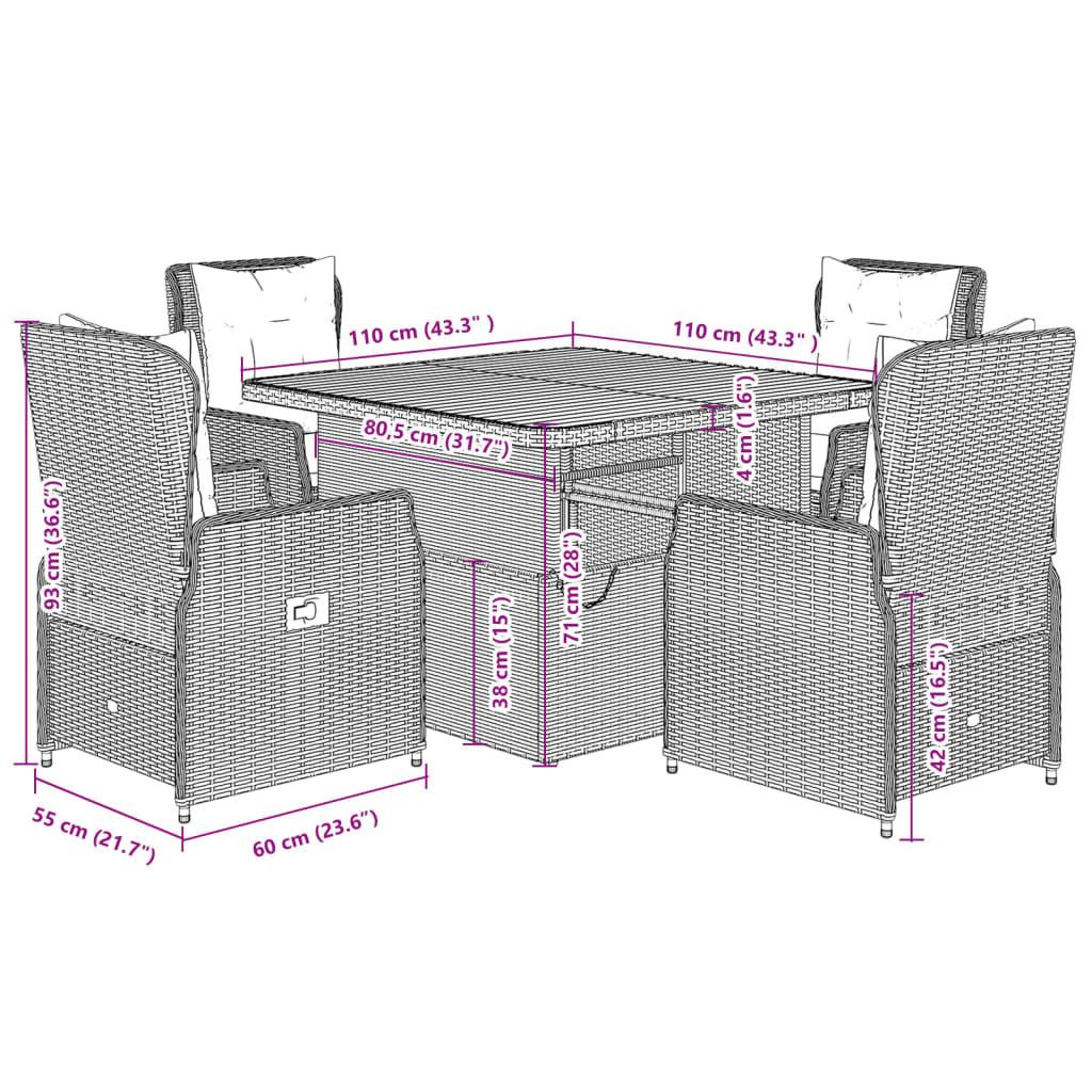 VidaXL set da pranzo da giardino Polirattan  