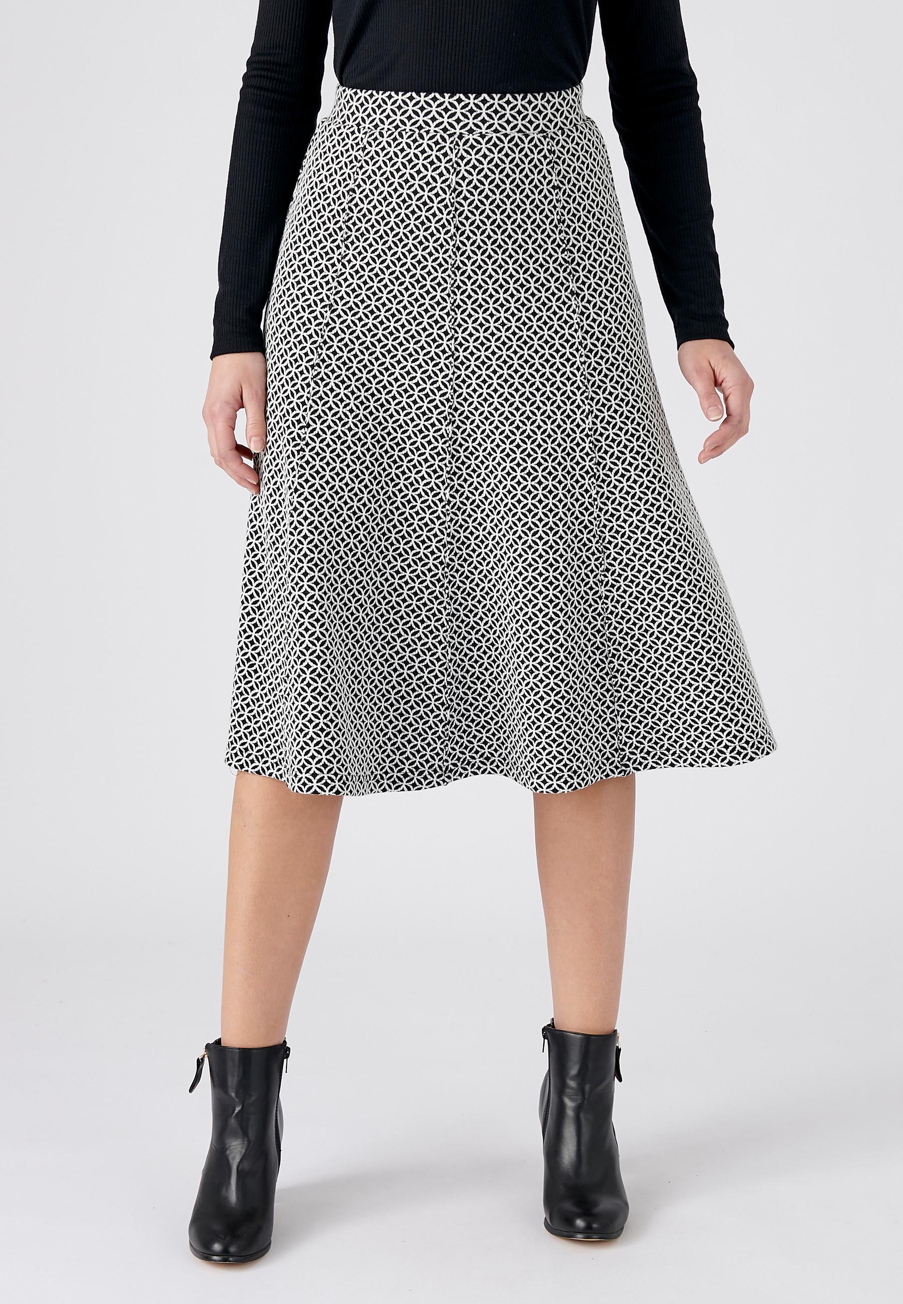 Image of Ausgestellter Rock Aus Stretch-jacquard. Damen Schwarz 52