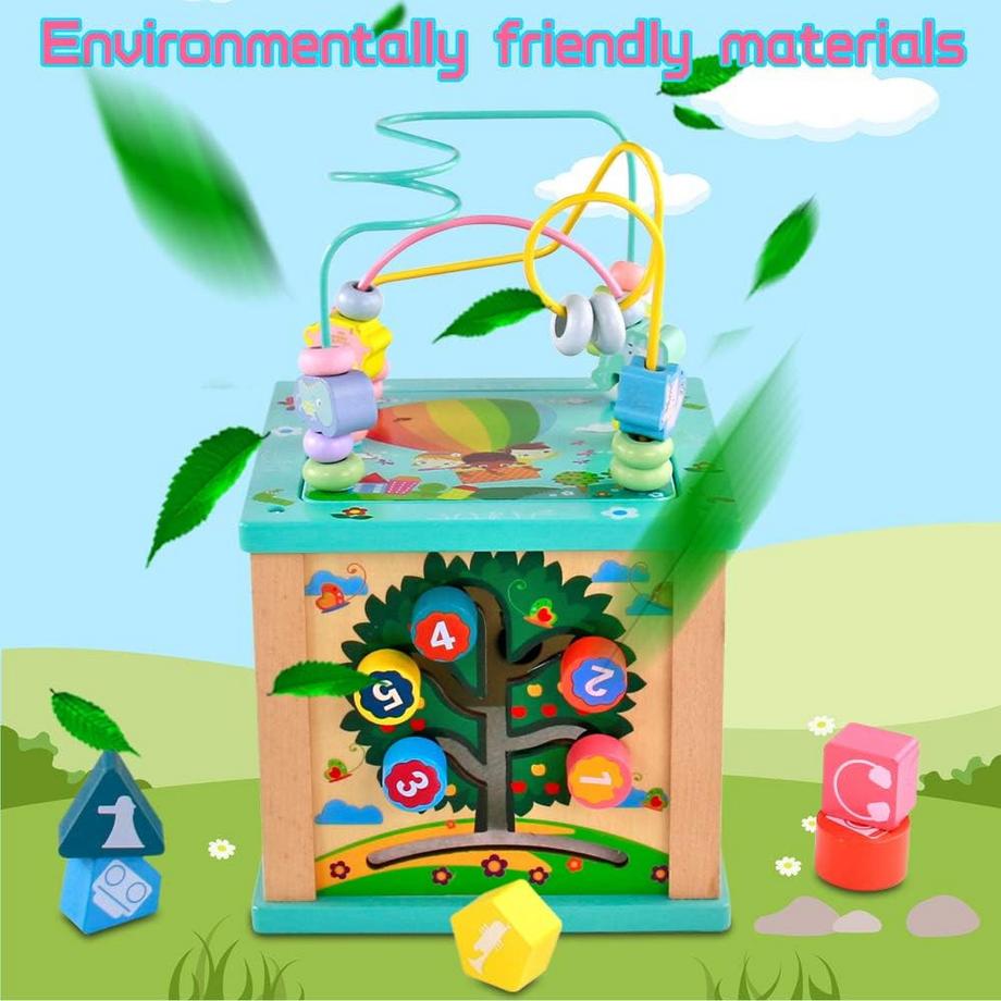 Activity-board  Motorikwürfel Spielzeug 5 in 1 Motorikspielzeug Babyspielzeug mit Motorikschleife Activity Center Baby 