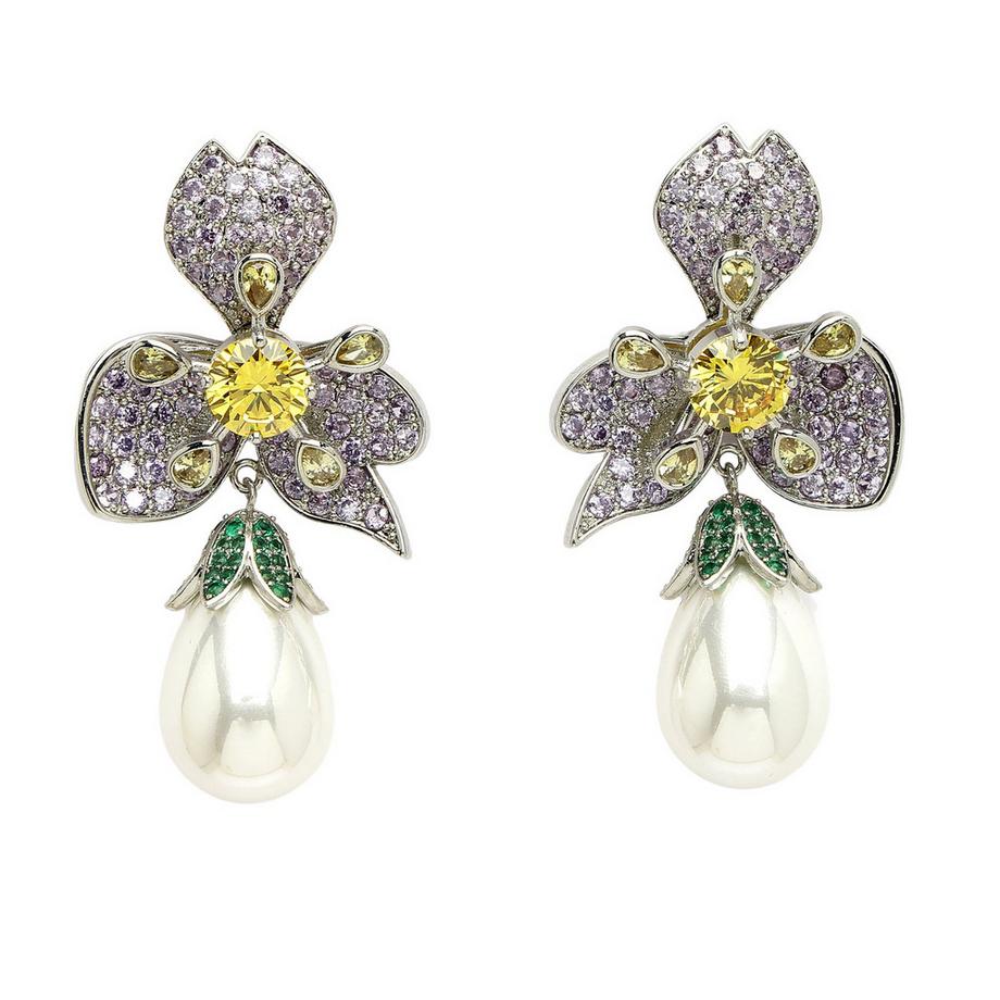 Collection Diva Boucles d'oreilles goutte florales en zirconia