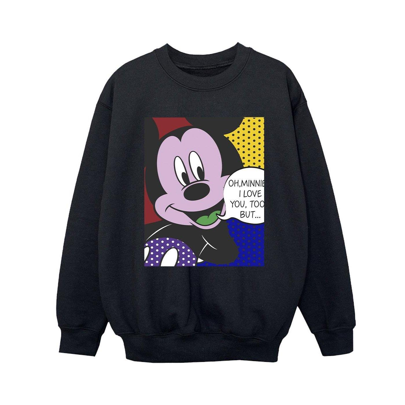 Image of Mickey Mouse Oh Minnie Pop Art Sweatshirt Unisex Schwarz 152-158