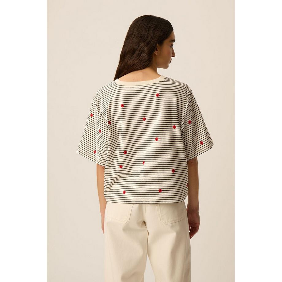 Des Petits Hauts Josef T-Shirt Rayé Brodé  