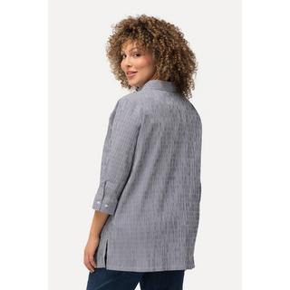 Ulla Popken  Camicia a righe con crespatura a bolle e maniche a 3/4 