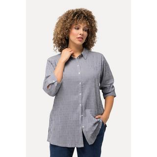 Ulla Popken  Camicia a righe con crespatura a bolle e maniche a 3/4 