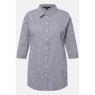 Ulla Popken  Camicia a righe con crespatura a bolle e maniche a 3/4 