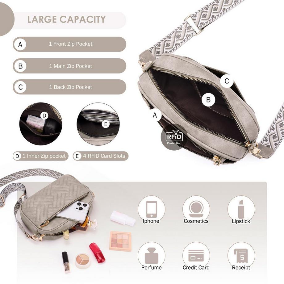 Only-bags.store Sac à Bandoulière Matelassé Pour Téléphone Portable avec Large Bandoulière Réglable  