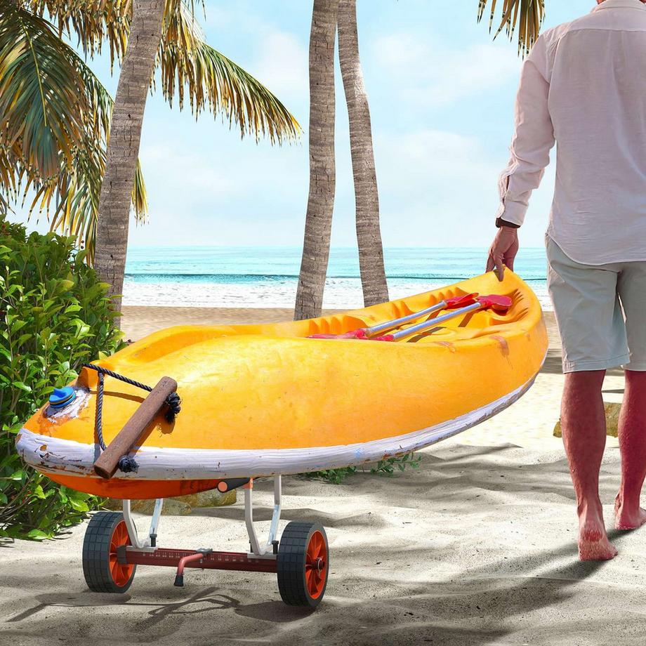 Northio  Kajakwagen Kanuwagen Verstellbarer Bootswagen Surfwagen Bootstrailer Mit Spanngurt, Transportwagen Für Kanu, Grün+Schwarz 