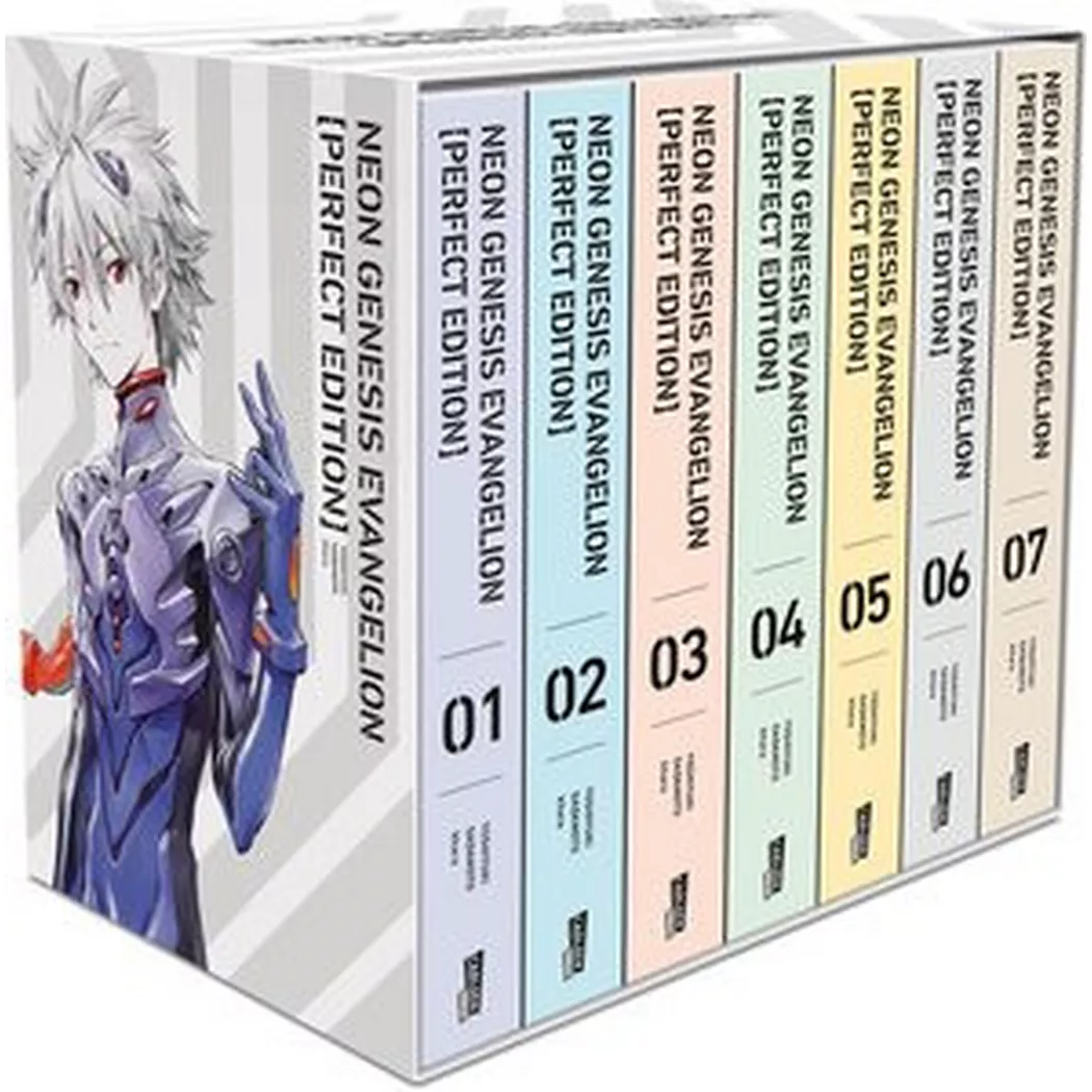 Carlsen Verlag - Neon Genesis Evangelion - Perfect Edition, Bände 1-7 im Sammelschuber mit Extras, Sadamoto, Yoshiyuki/ Bockel, Antje (Übersetzung), Multicolor