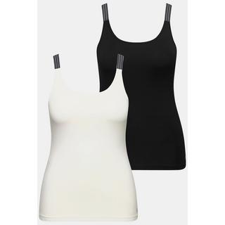 Ulla Popken Canotte smanicate 2 pezzi spalline a righe scollo rotondo  