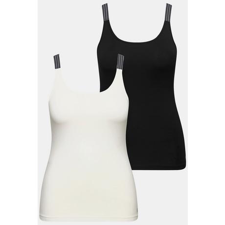 Ulla Popken Canotte smanicate 2 pezzi spalline a righe scollo rotondo  