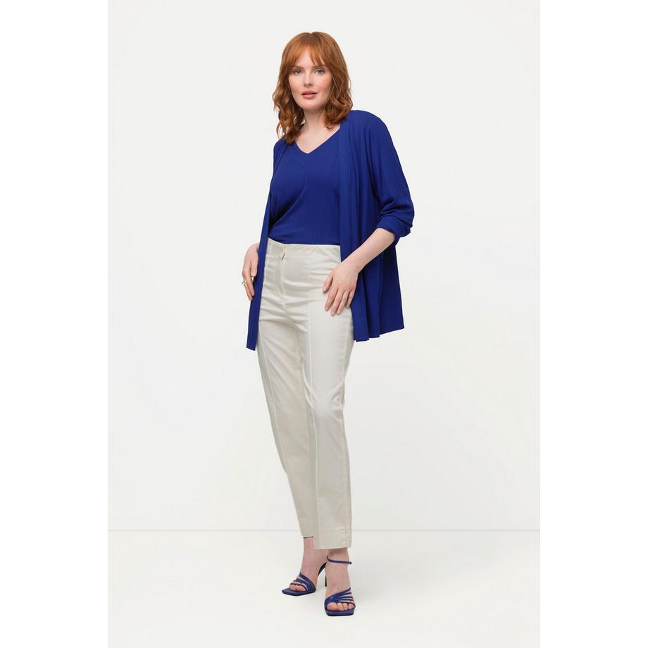 Ulla Popken Passepoil Jambe Ajustée Taille Élastique Fente Pantalon  