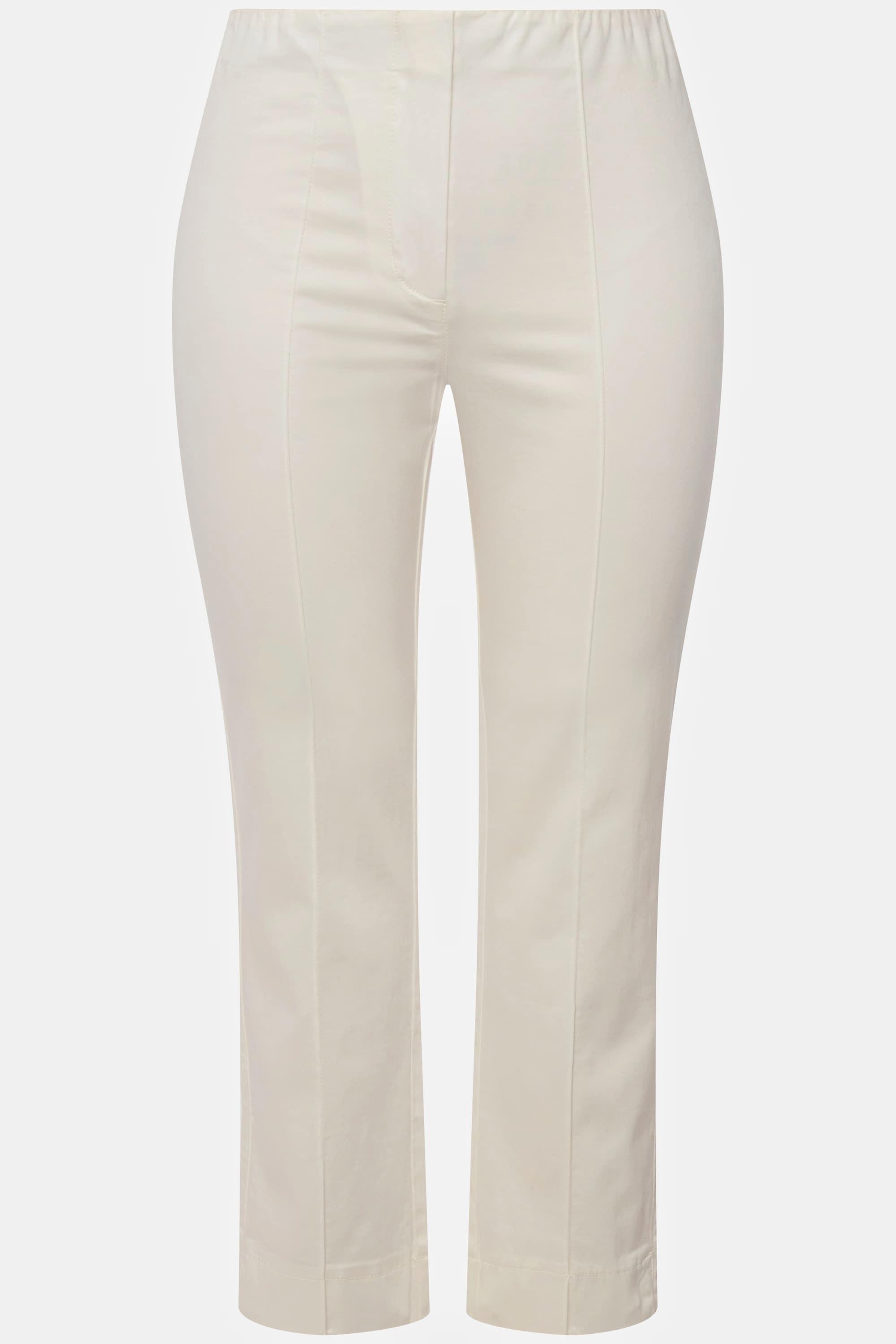 Ulla Popken  Pantalon avec passepoil et taille élastique. Coupe ajustée avec fente sur le bas de jambe. 