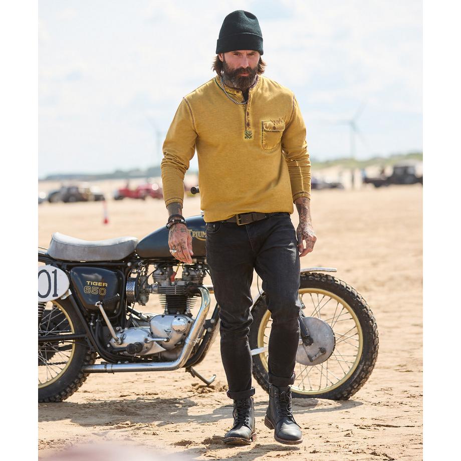 Joe Browns Langarm Henley mit Brusttasche  