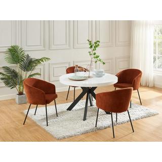 Vente-unique Table à manger extensible 4 à 8 personnes en MDF et acier - Blanc laqué et noir - KOMONI  