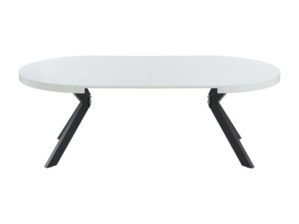 Vente-unique Table à manger extensible 4 à 8 personnes en MDF et acier - Blanc laqué et noir - KOMONI  