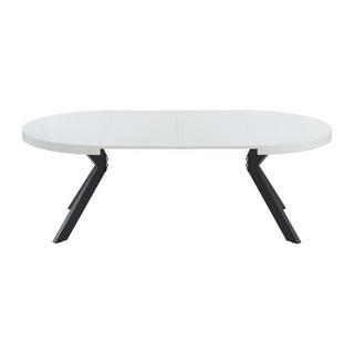 Vente-unique Table à manger extensible 4 à 8 personnes en MDF et acier - Blanc laqué et noir - KOMONI  