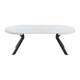 Vente-unique Table à manger extensible 4 à 8 personnes en MDF et acier - Blanc laqué et noir - KOMONI  