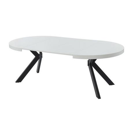 Vente-unique Table à manger extensible 4 à 8 personnes en MDF et acier - Blanc laqué et noir - KOMONI  