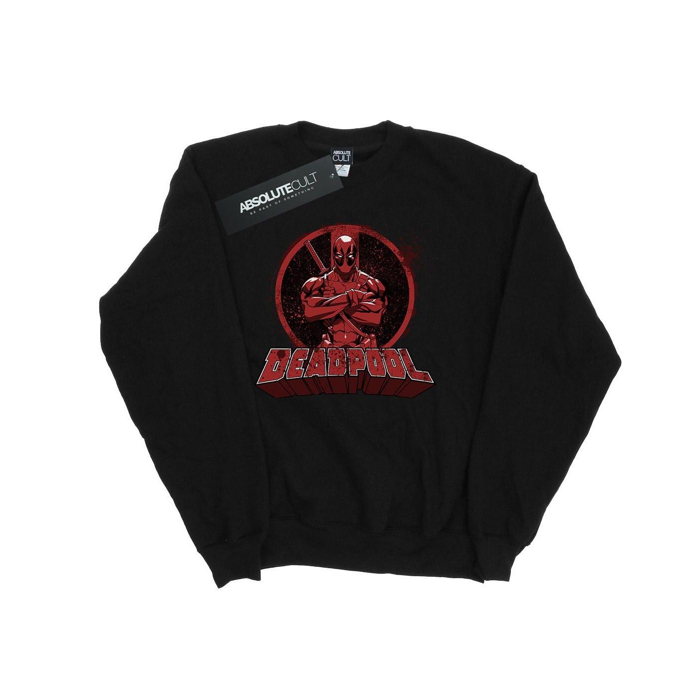 Image of Deadpool Crossed Arms Logo Sweatshirt Damen Schwarz L