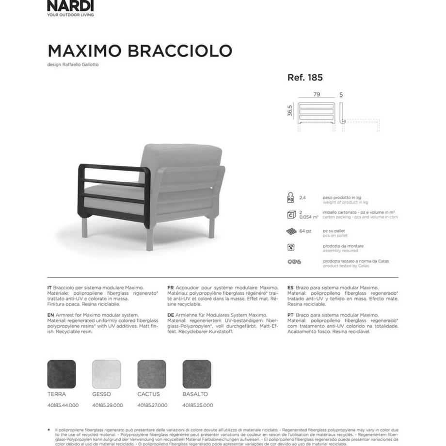 NARDI outdoor Accoudoir pour salon de jardin Maximo  