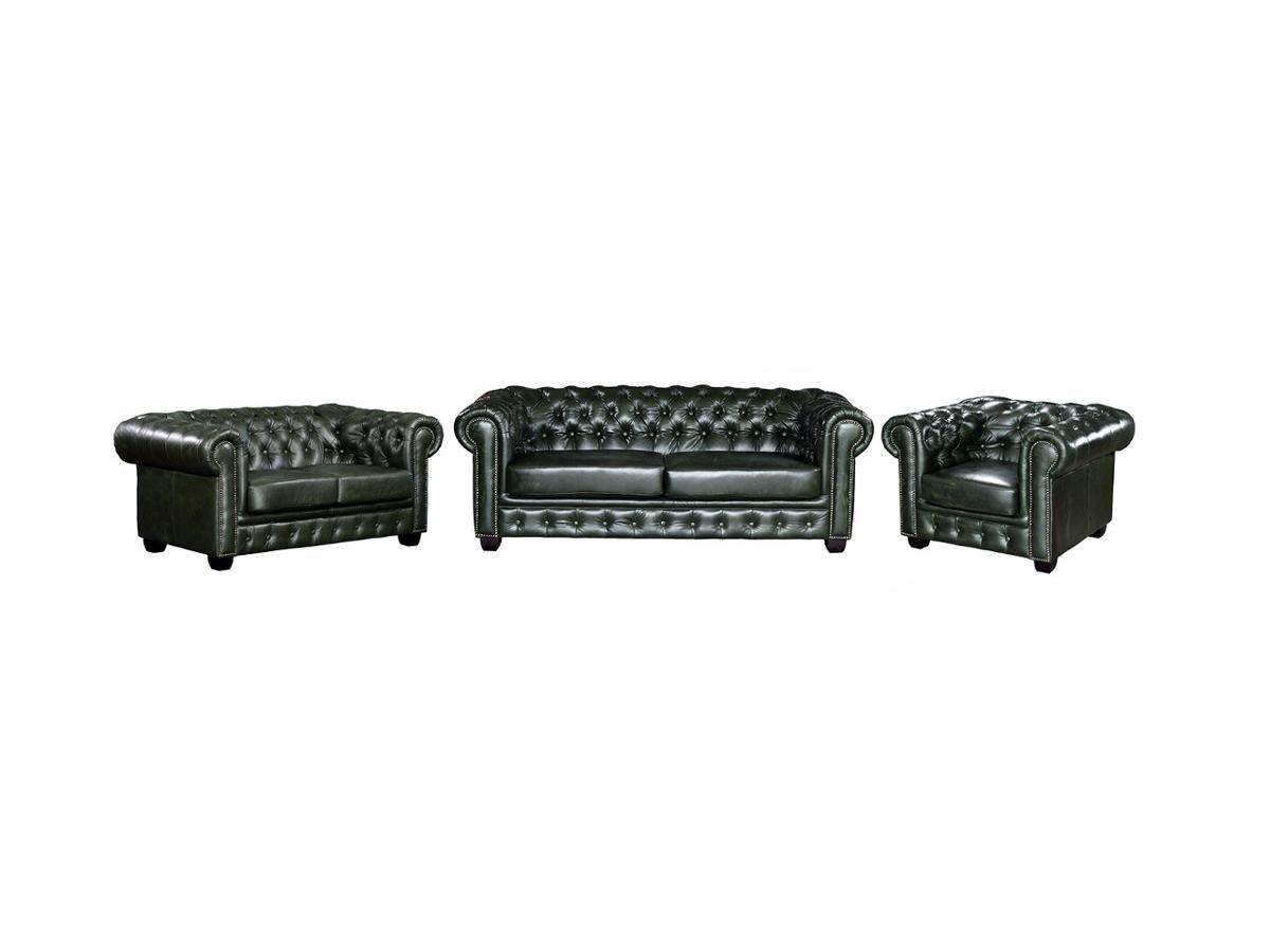 LINEA SOFA Canapé chesterfield 3+2+cuir de buffle Empire  