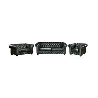 LINEA SOFA Canapé chesterfield 3+2+cuir de buffle Empire  