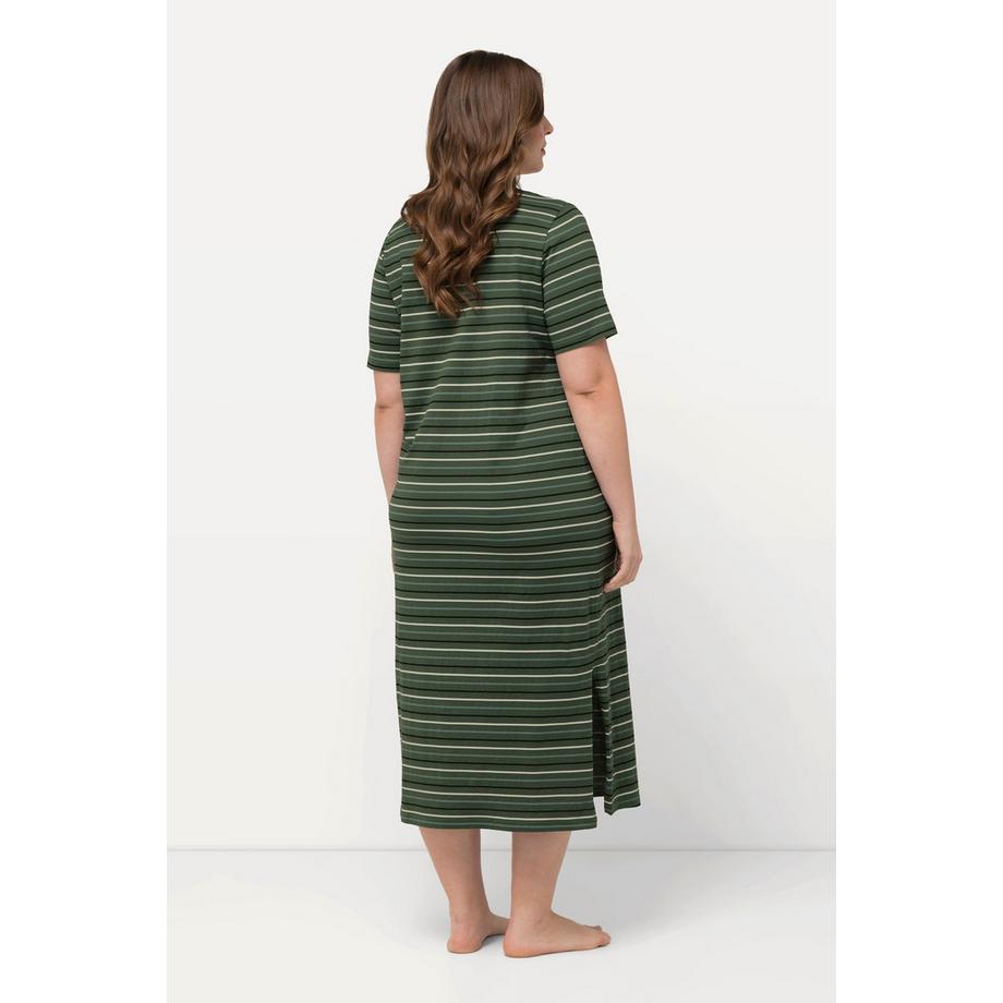 Ulla Popken Camicia da notte a righe scollo rotondo mezze maniche  