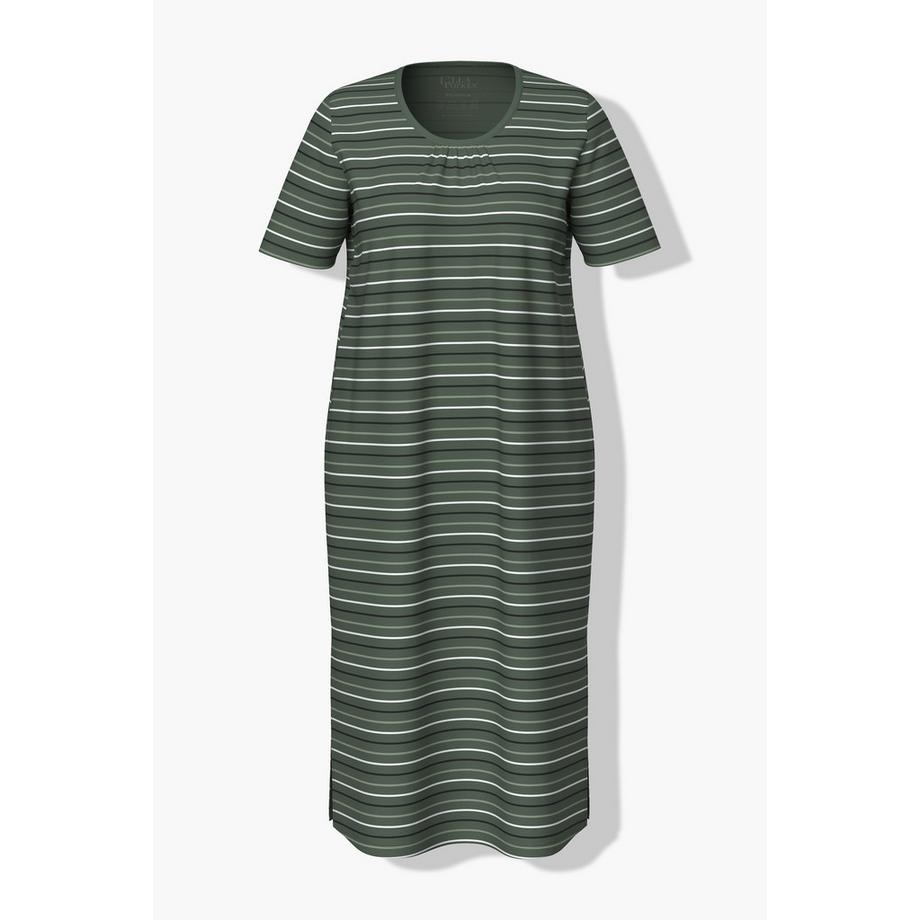 Ulla Popken Camicia da notte a righe scollo rotondo mezze maniche  