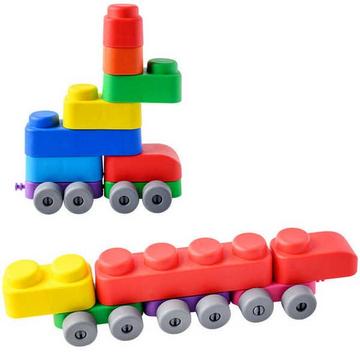Jouets Montessori, Jouet éducatif, Soft Blocks Plus Wheels - 21 blocs et 16 roues Montessori® by Far far land
