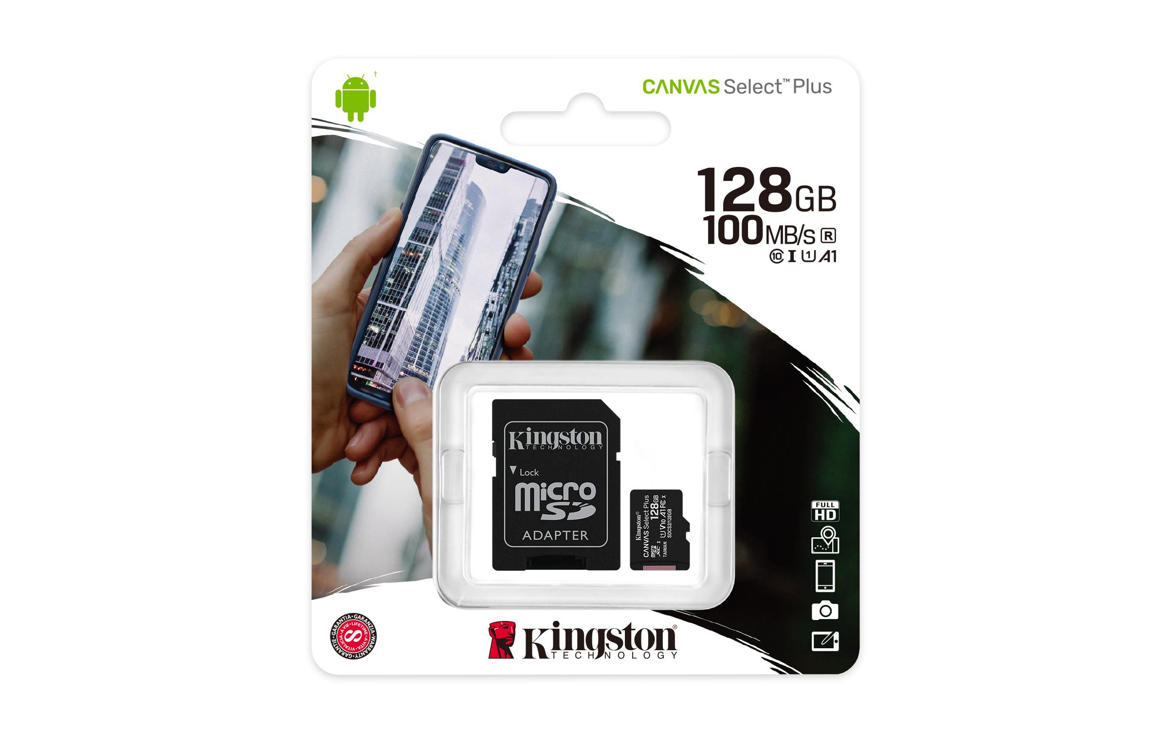 Kingston  Canvas Select Plus microSDXC, 128 GB, U1, UHS-I 