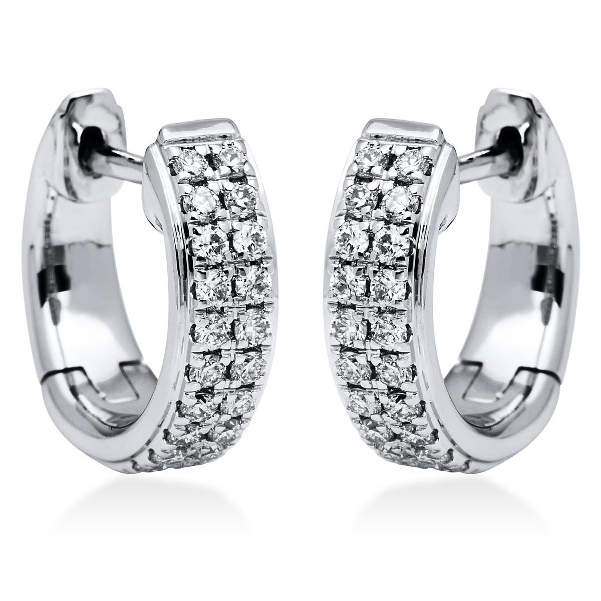 Image of Creolen 750/18k Weissgold Diamant 0.31ct. Damen Silber ONE SIZE