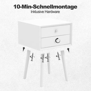 Northix Nachttisch mit 2 Schubladen Kleiner Beistelltisch aus Holz 40 x 40 x 59,5 cm Weiß  