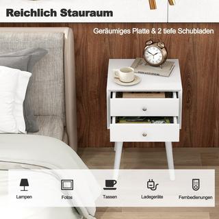 Northix Nachttisch mit 2 Schubladen Kleiner Beistelltisch aus Holz 40 x 40 x 59,5 cm Weiß  