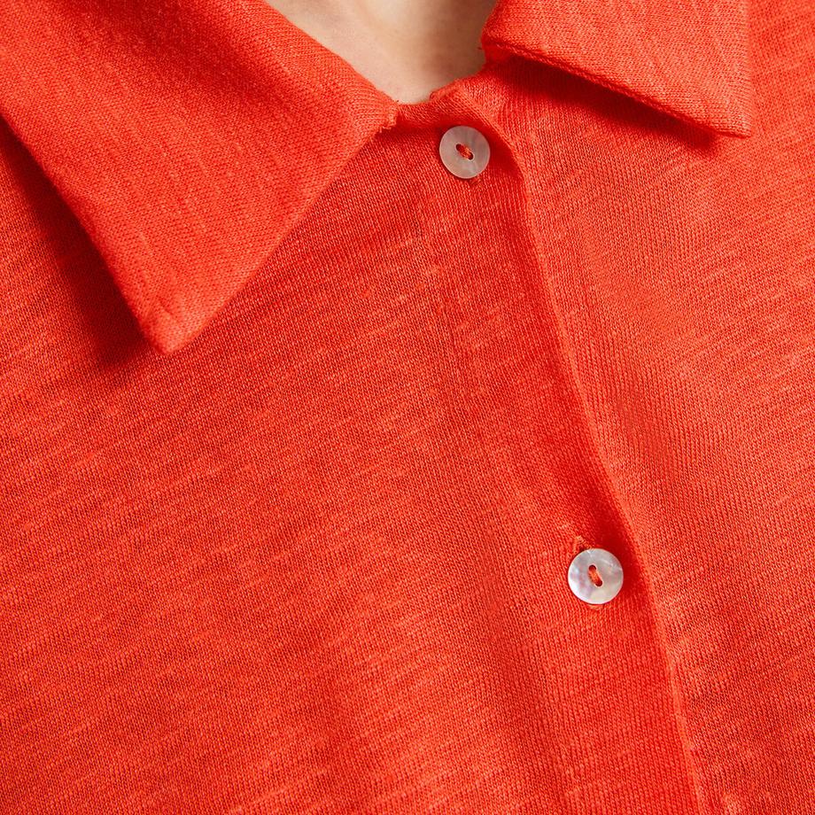 La Redoute Collections T-shirt Lin Col Polo Manches Courtes  