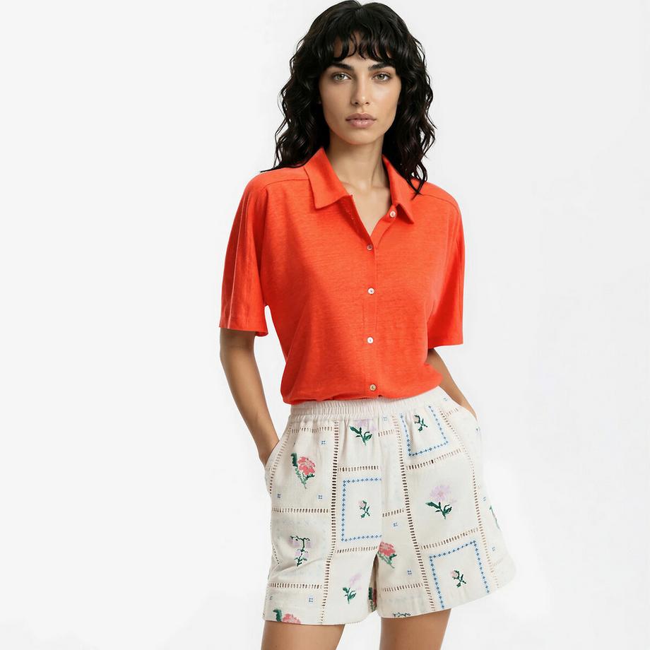 T-shirt en lin col polo