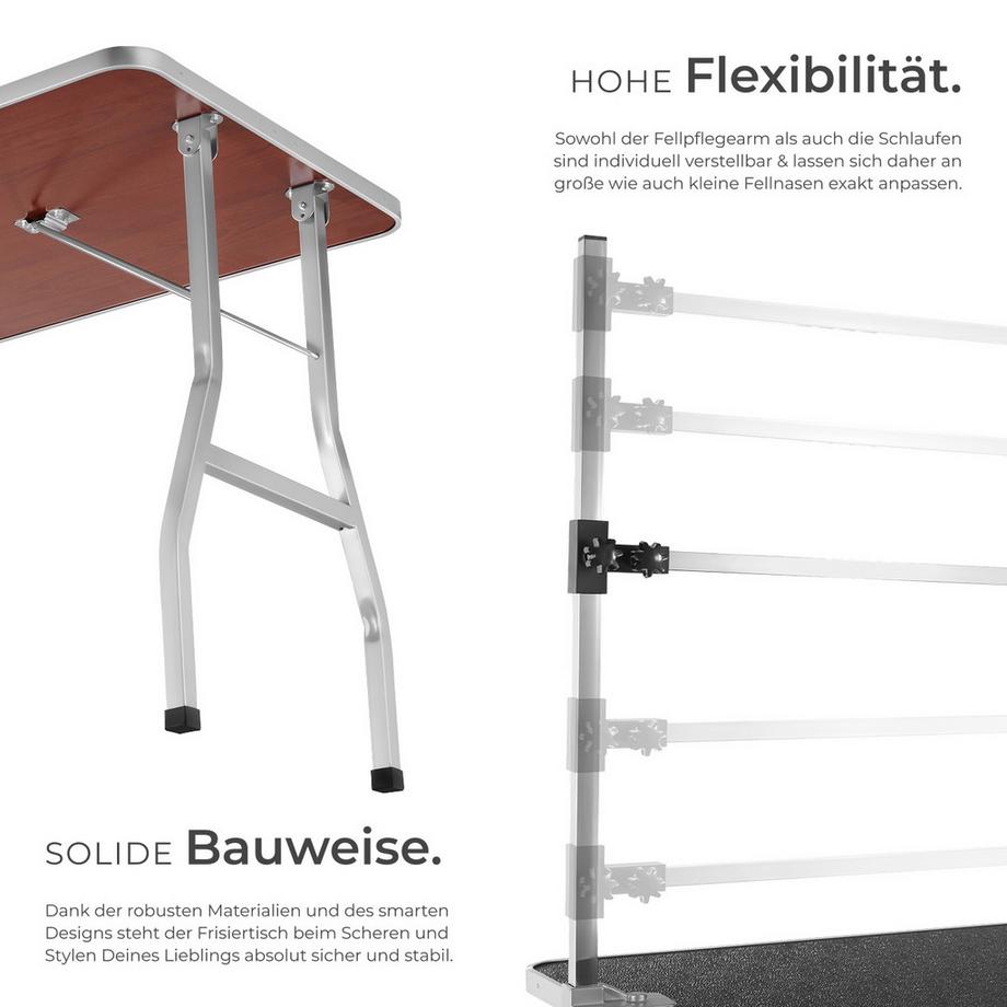Tectake  Trimmtisch  mit höhenverstellbarem Galgen und 2 Schlingen klappbar 