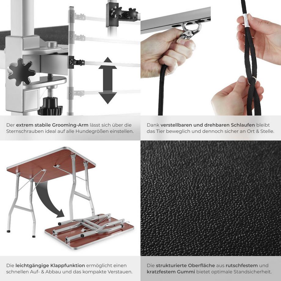 Tectake  Trimmtisch  mit höhenverstellbarem Galgen und 2 Schlingen klappbar 