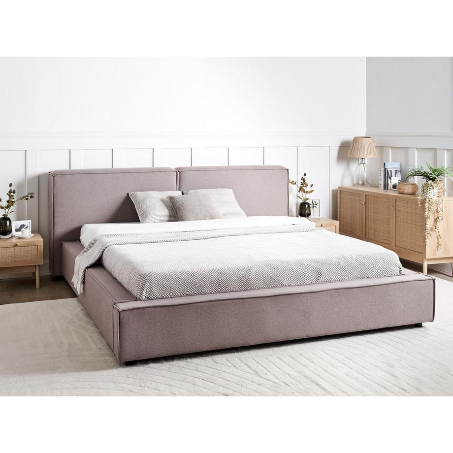 Beliani Lit avec sommier en Tissu Rétro LINARDS  