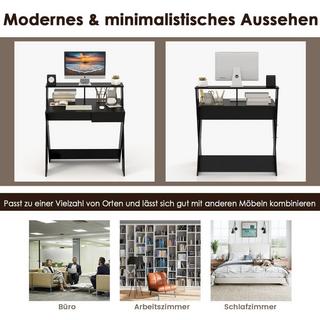 B2X Bureau d'ordinateur en forme de X avec tiroir et support pour moniteur  